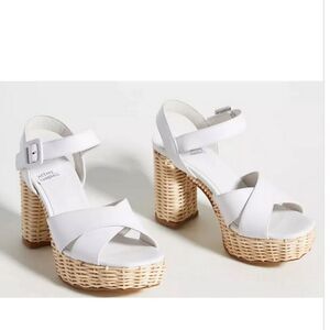 Jeffrey Campbell Amma Platform Sandals in White and Tan Size 10, NWOB